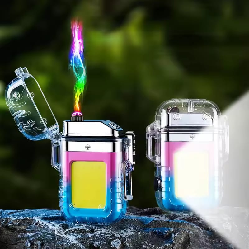 Rechargeable Transparent Lighter With Flashlight, USB Camping Flashlight, Mini Torch With Cigarette Lighter Rechargeable Transparent Lighter With Flashlight, USB Camping Flashlight, Mini Torch With Cigarette Lighter